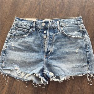 Agolde Blue Jean Shorts High-Waisted Distressed